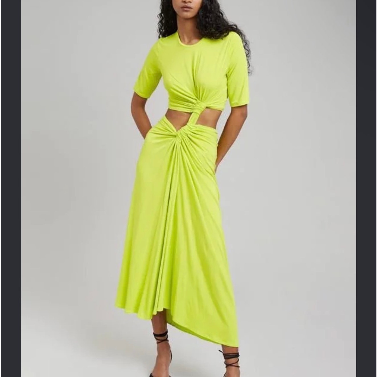 Sid Neigum Neon Yellow Triple Loop Twist Dress Size Small — image 2 of 5